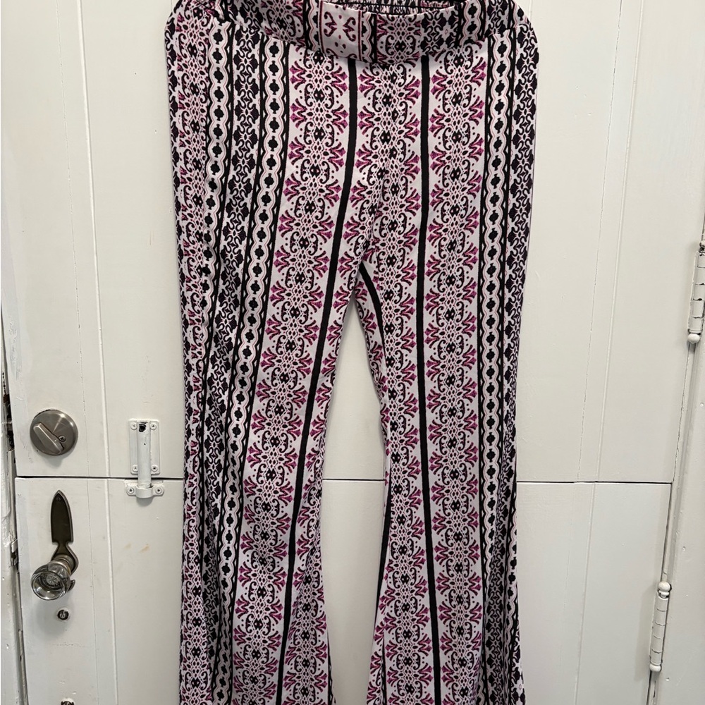 Stylish Black and Pink Patterned Women's Pants